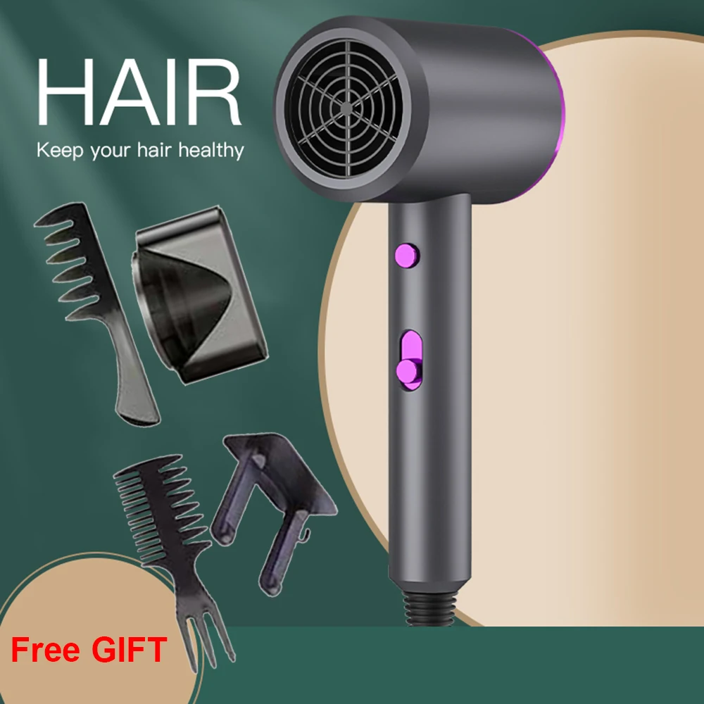 

Professional Hair Dryer Blue-Ray Negative Ion Blow Dryer Strong Wind Salon Hot&Cold Wind Air Hair Care Mini Travel Blow Dryer