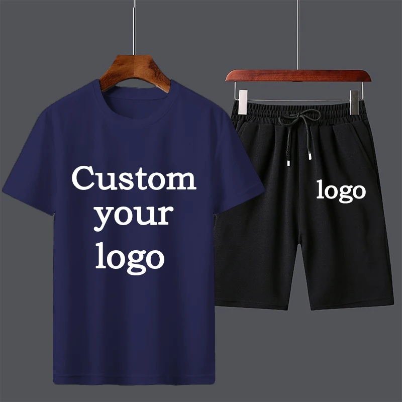 Summer Men's Suit Short Sleeve T-Shirt Suit Print Sportswear Casual Oversized Top Shorts Breathable Custom logo Sportswea