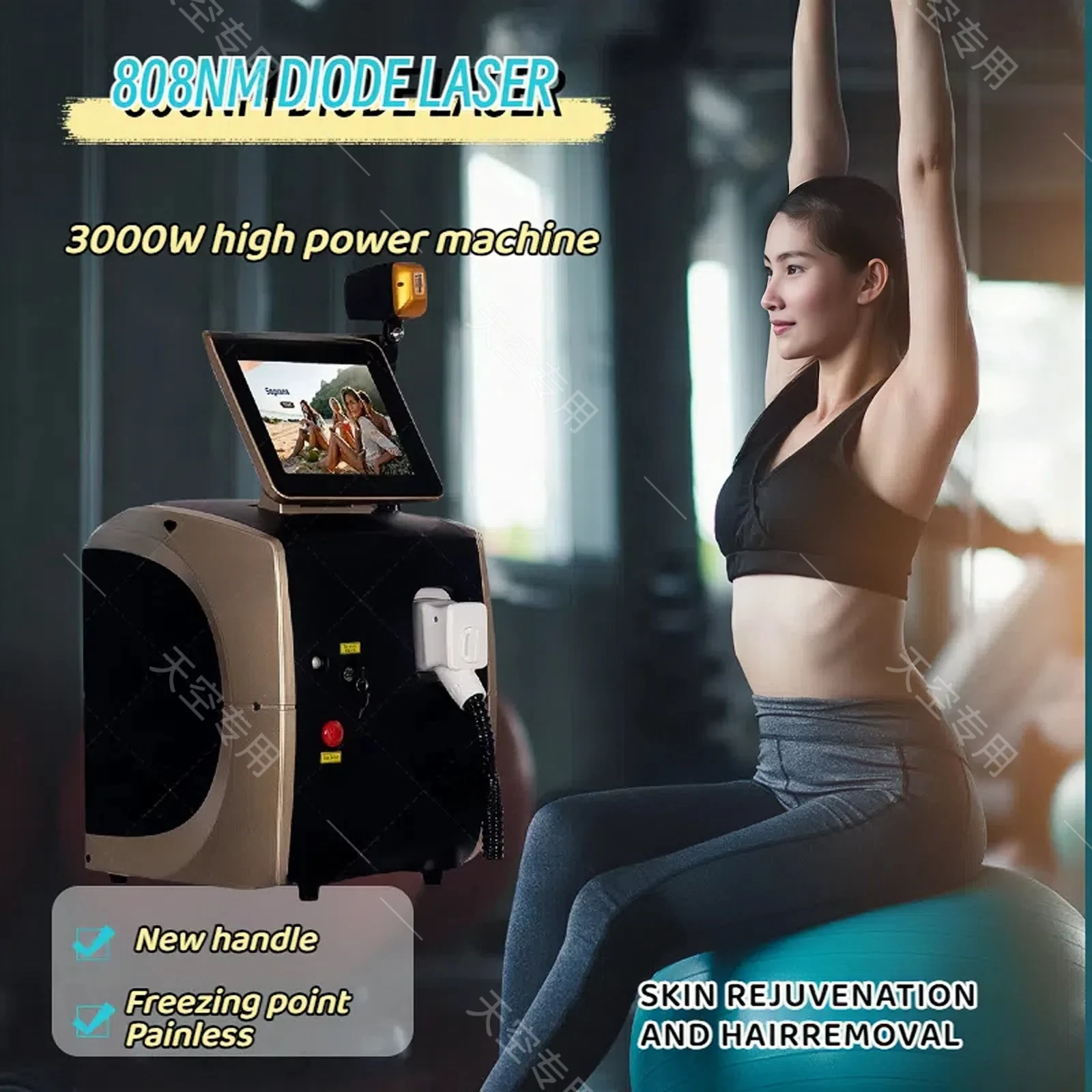 Диодный лазер 755 808 1064 сопрано ледяной платиновый эпилятор 4x перманентное