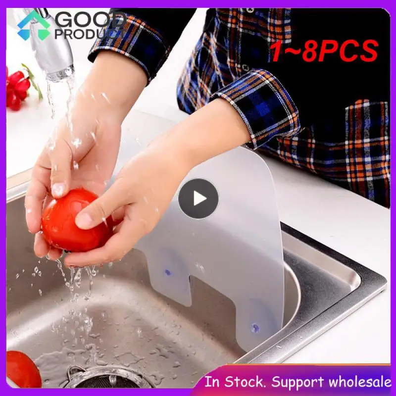 

1~8PCS Kitchen Organizer Water Splash Guards with Sucker Waterproof Kitchen Accessiors Sink Wash Basin PVC Flaps White Color
