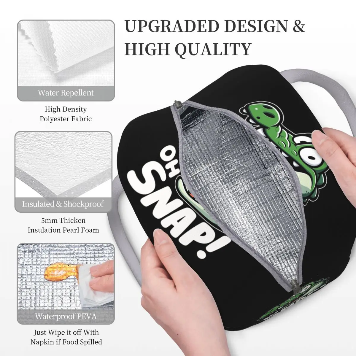 Изолированная сумка-тоут для ланча с рисунком Oh Snap