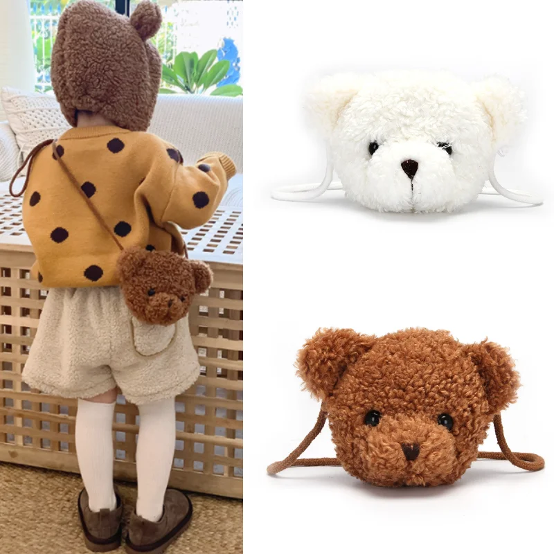 

Cute Bear Plush Shoulder Bag For Children Kids Cartoon Messenger Bags kawaii Plush Purses little Girls Stuffed Animals Backpack