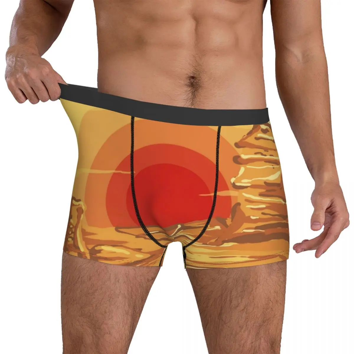 

Desert Caravan Underwear Red Sunset Print Comfortable Panties Customs Boxer Brief Pouch Men Oversize Boxer Shorts