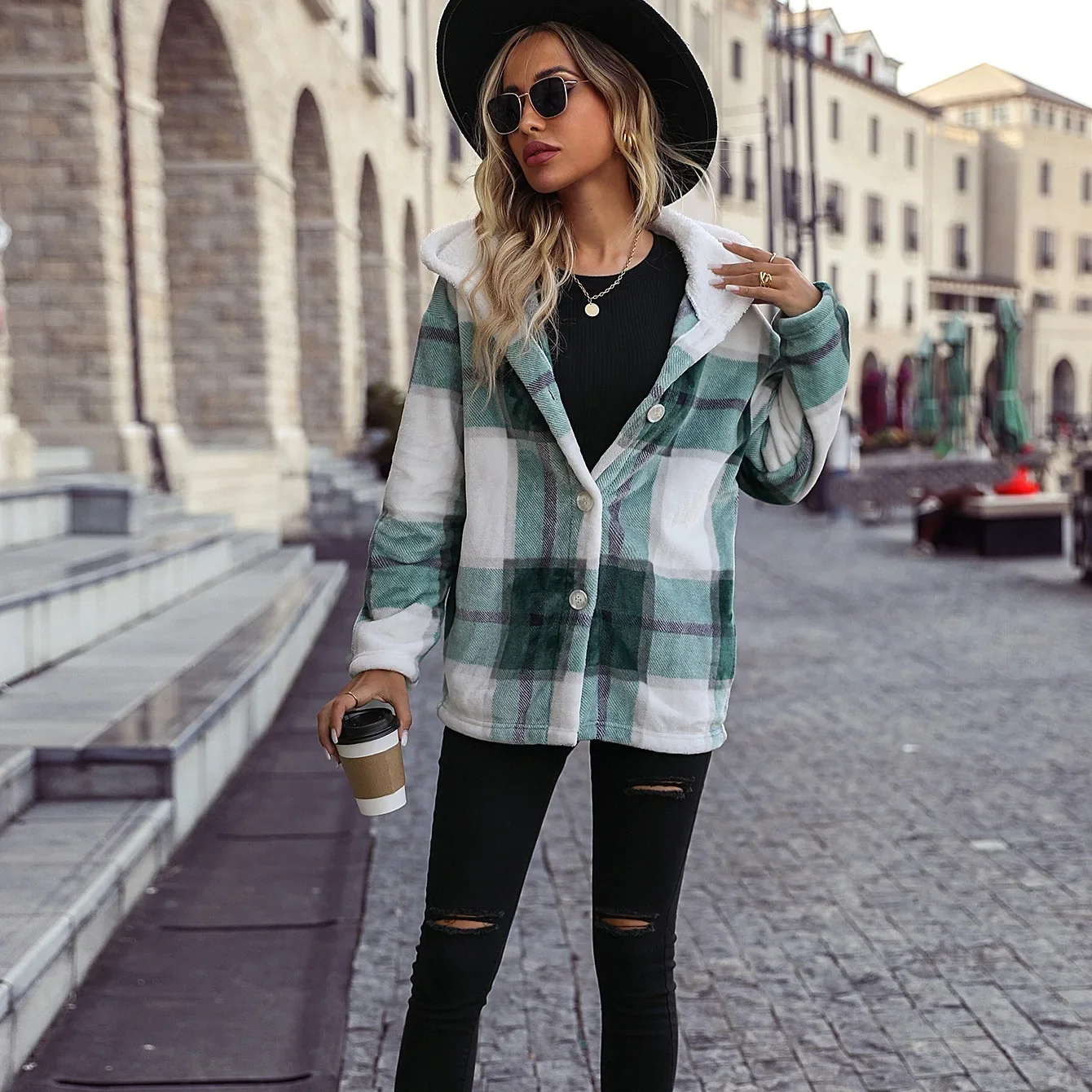 

1 Euramerican Fleece Hoodie Warm Women Coat Long Loose Plush Winter Zipper Reversible Plush Jackets With Pockets Hoodies
