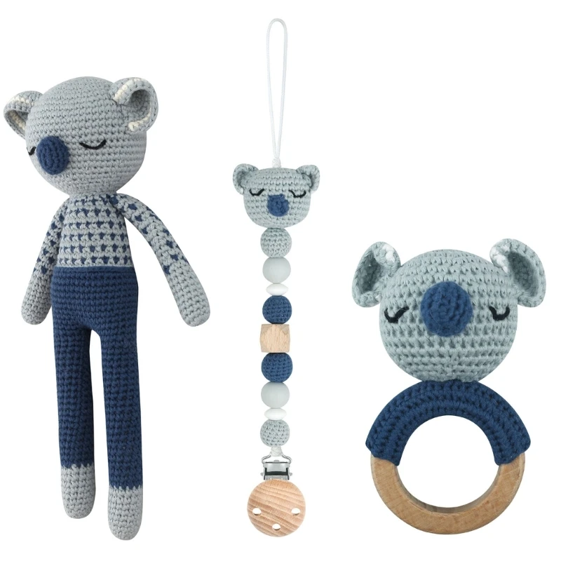 

Chain Teething Pacifier Rattle Handbell Dummy Toy Teether Pacifier Clips Crochet Set Cartoon Clip Baby Chain Koalas Doll