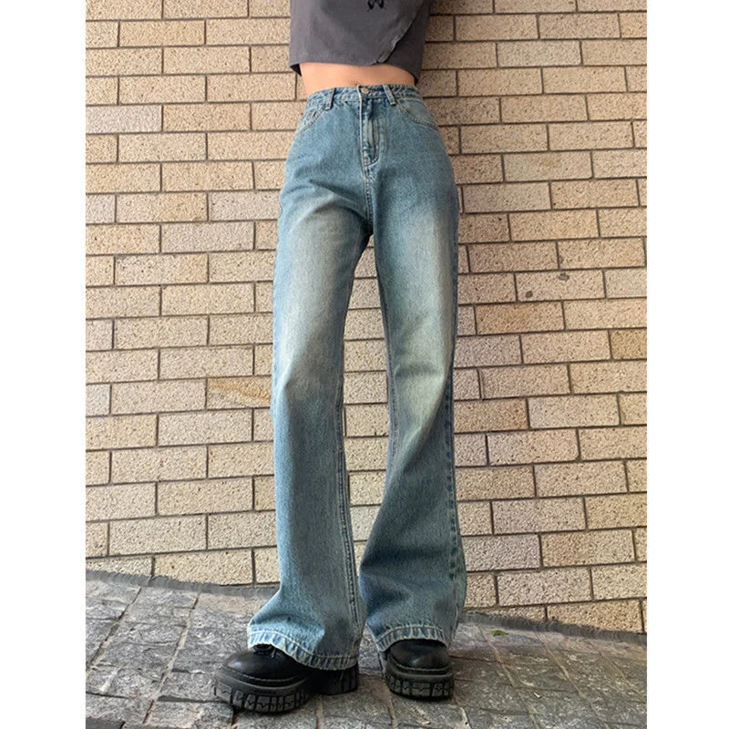

Y2K Streetwear Vintage High Waist Distressed Baggy Jeans Womens 90s For Trousers Women Denim Wide-legged Pants Bell Bottoms