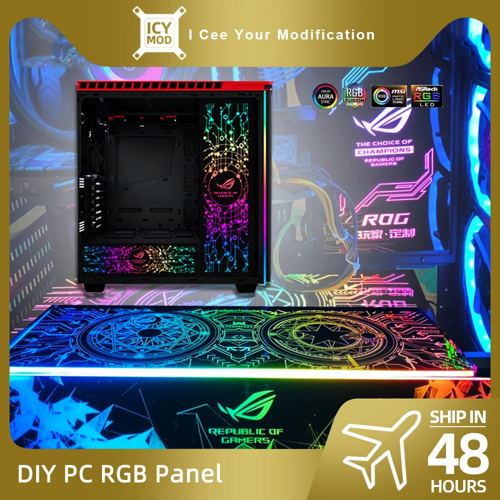 

Чехол для ПК с RGB-панелью, корпус для компьютера «сделай сам» с принтом ARGB, VGA, задняя панель шкафа, цветная панель с синхронизацией AURA, 5 В