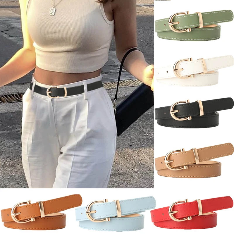 2023 Women's Belt Girls Jeans Pants Dress Fashion Belts PU Leather Simple Luxury Designer Alloy Buckle Waistband Belts for Lady