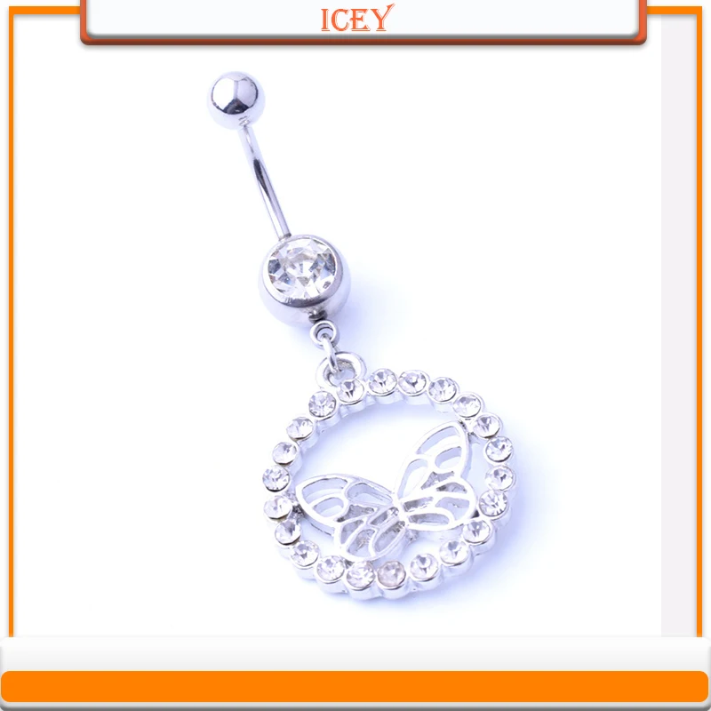 

1pc Butterfly belly ring hollow out navel stud crystal belly navel jewelry rhinestones belly button ring alloy belly piercing