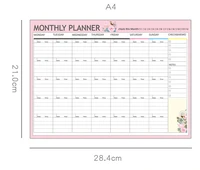 new 2023 lovely pink and mint a4 monthly planner pad 20 sheets diy undated scheduler notes