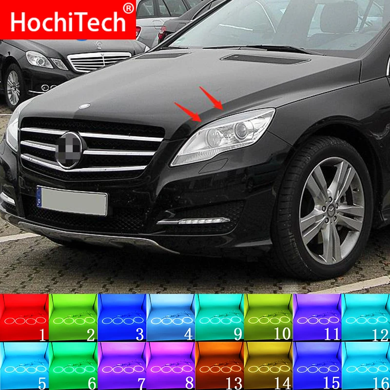 

Multi-color RGB LED Angel Eyes Halo Ring Eye RF Remote Control For Mercedes Benz R Class W251 R300 320 350 500 10-12 Accessories