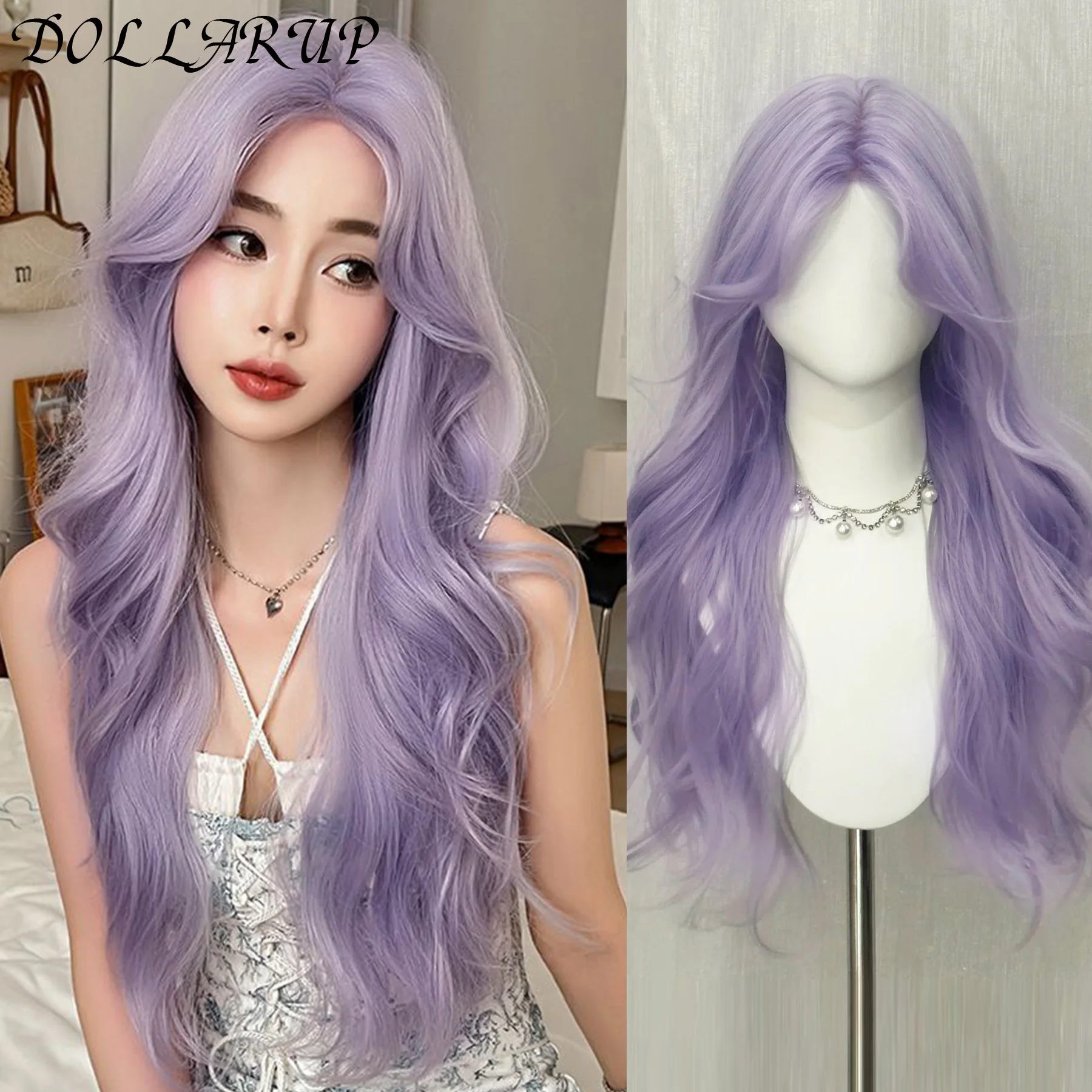 Парик женский синтетический с длинными вьющимися волнистыми искусственными