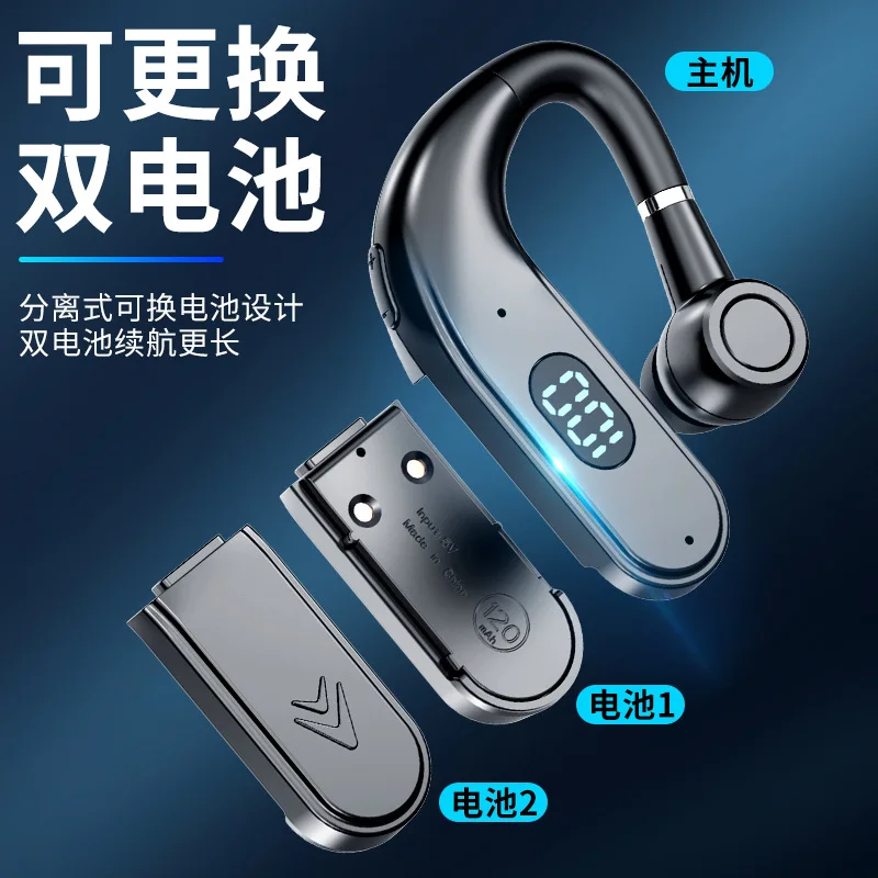

Bluetooth headset hanging ear in-ear with charging bin business standby ultra-long mobile game waterproof noise reduction cool
