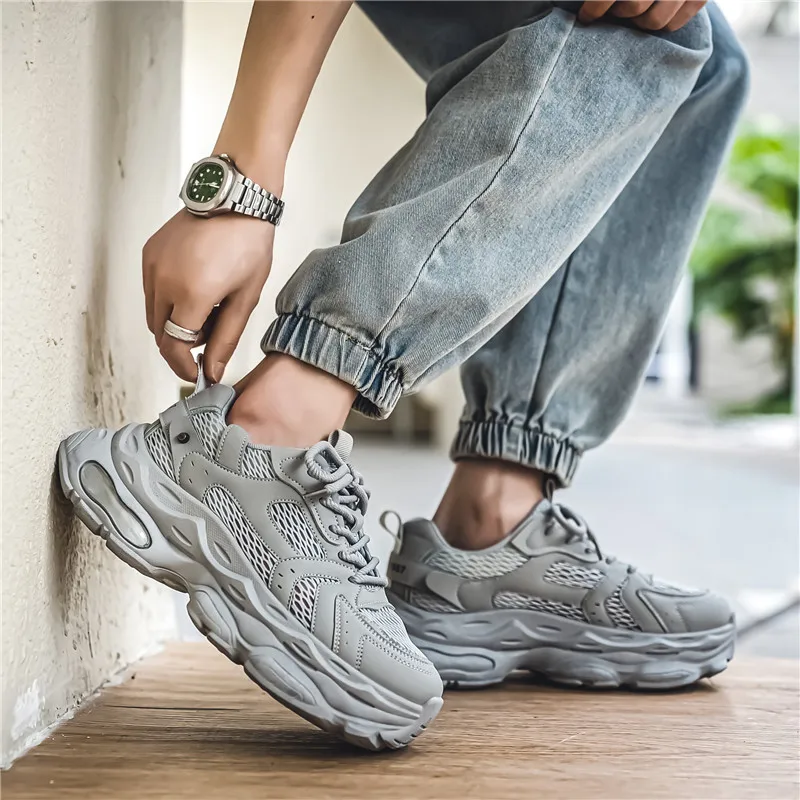 Мужская модная дышащая Спортивная обувь со шнуровкой модный трендовый дизайн