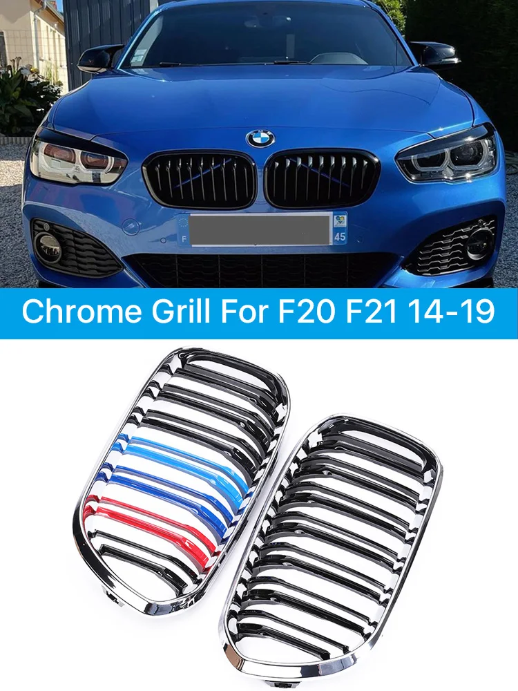 

Under Bumper Kidney Grille Dual Slat Chrome Grill Facelift For BMW 1 Series F20 F21 LCI 2015-2019 120i 125i 135i Car Accessories