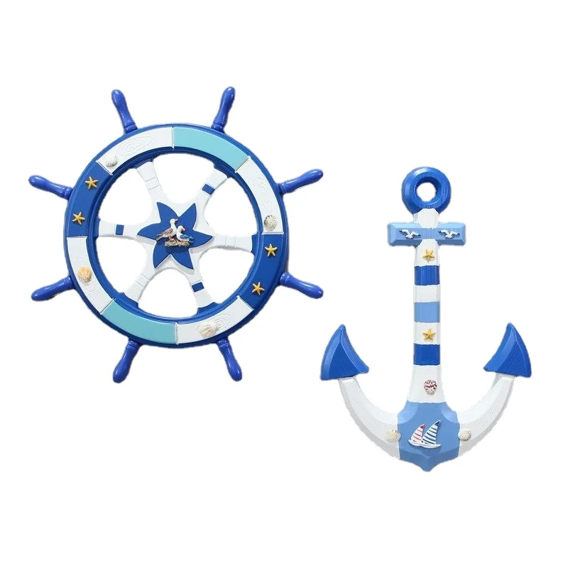 

Wooden Romantic Mediterranean Wall Decorative Kids Room Outdoor Decor Travel Seaside Starfish Anchor Rudder Pendant Marine Style