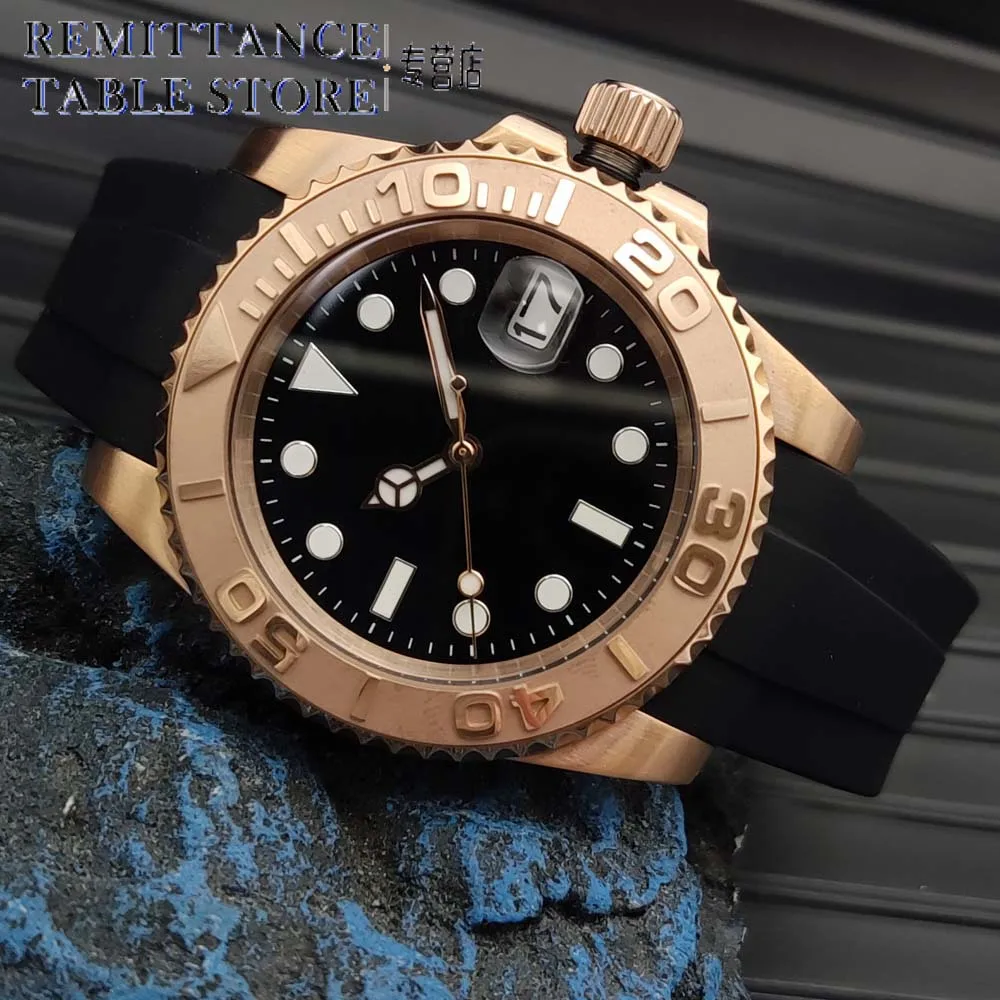 Мужские автоматические механические часы водонепроницаемый корпус из розового