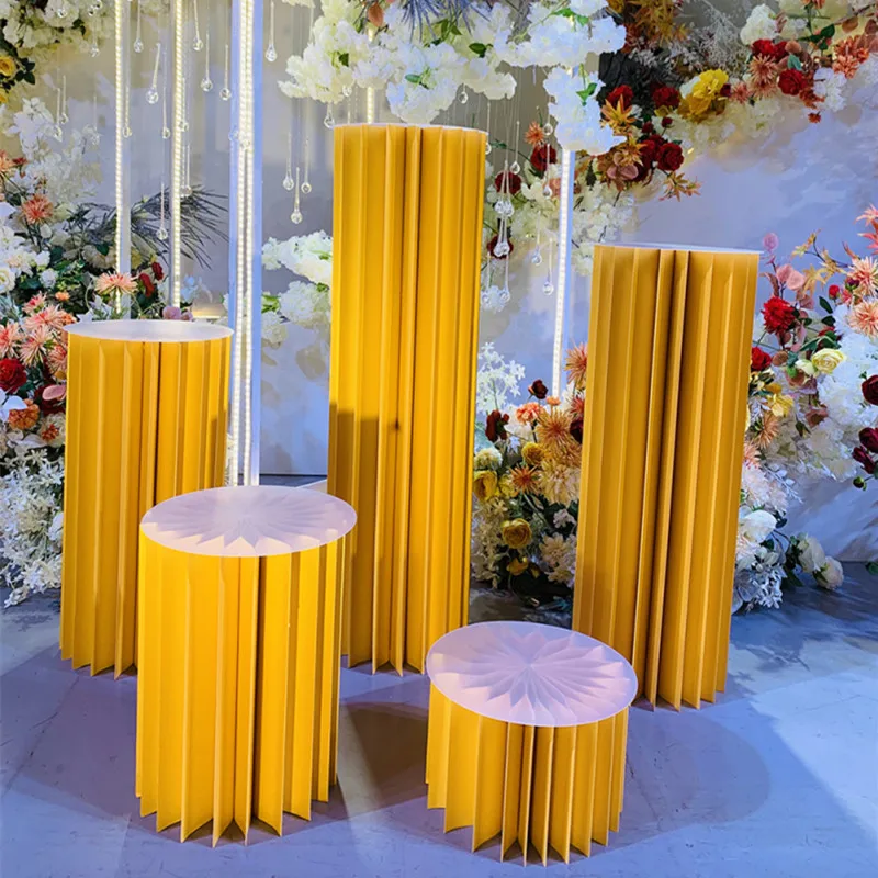 

Dessert Paper Cake Table Stand DIY Column 4 Pcs Party Decoration Folding Cylinder Pedestal Display Rack Pillars For Wedding