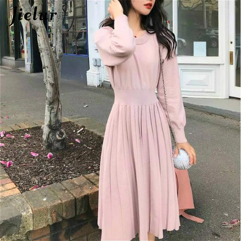 Женское трикотажное платье-свитер Jielur элегантное приталенное во французском