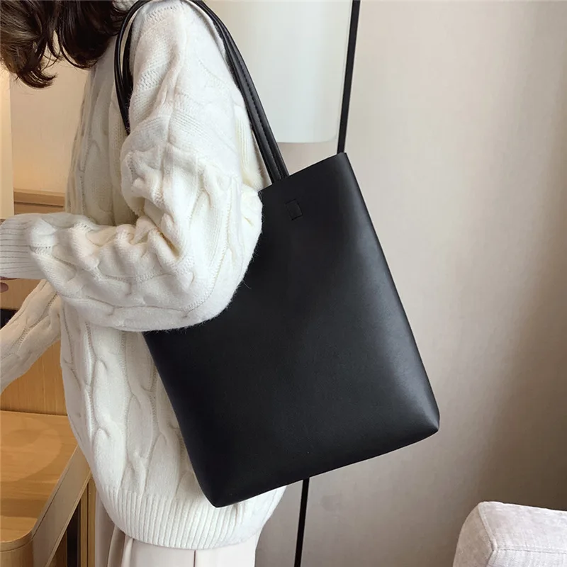 Hot Sale Leather Women's Tote Bag Single PU Shoulder Bags Large Capacity Fashion Handheld Phone Pouch Gift Idea Dropshipping