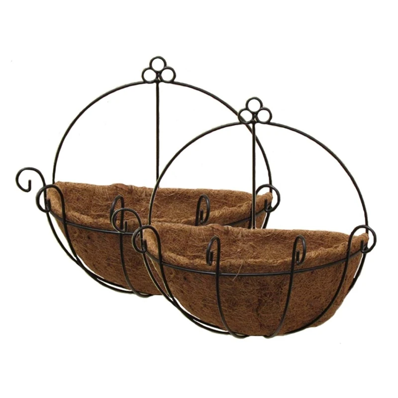 

2 PCS Iron Wall Hanging Gentleman Basket 30Cm Semi-Circular Plant Flower Wall Hanging Bracket Plant Hanger Decoration Suitable F