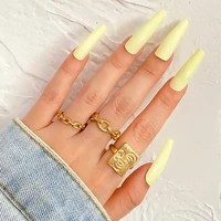 punk geometric round rings set gold color open rings for women fashion finger accessories buckle joint tail ring