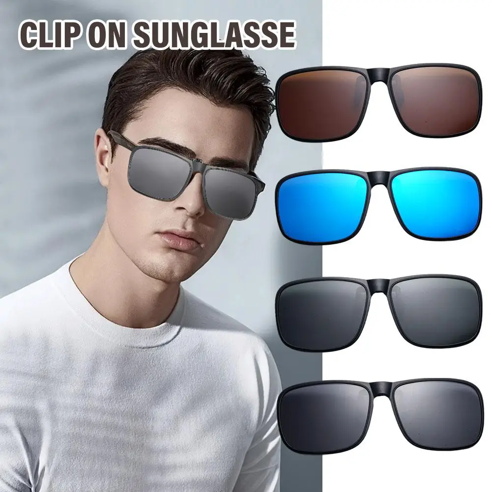 

Polarized Clip On Sunglasses Women Men UV400 Lens Car Driver Goggles Anti Glare Flippable Vintage Square Glasses Clip Unisex