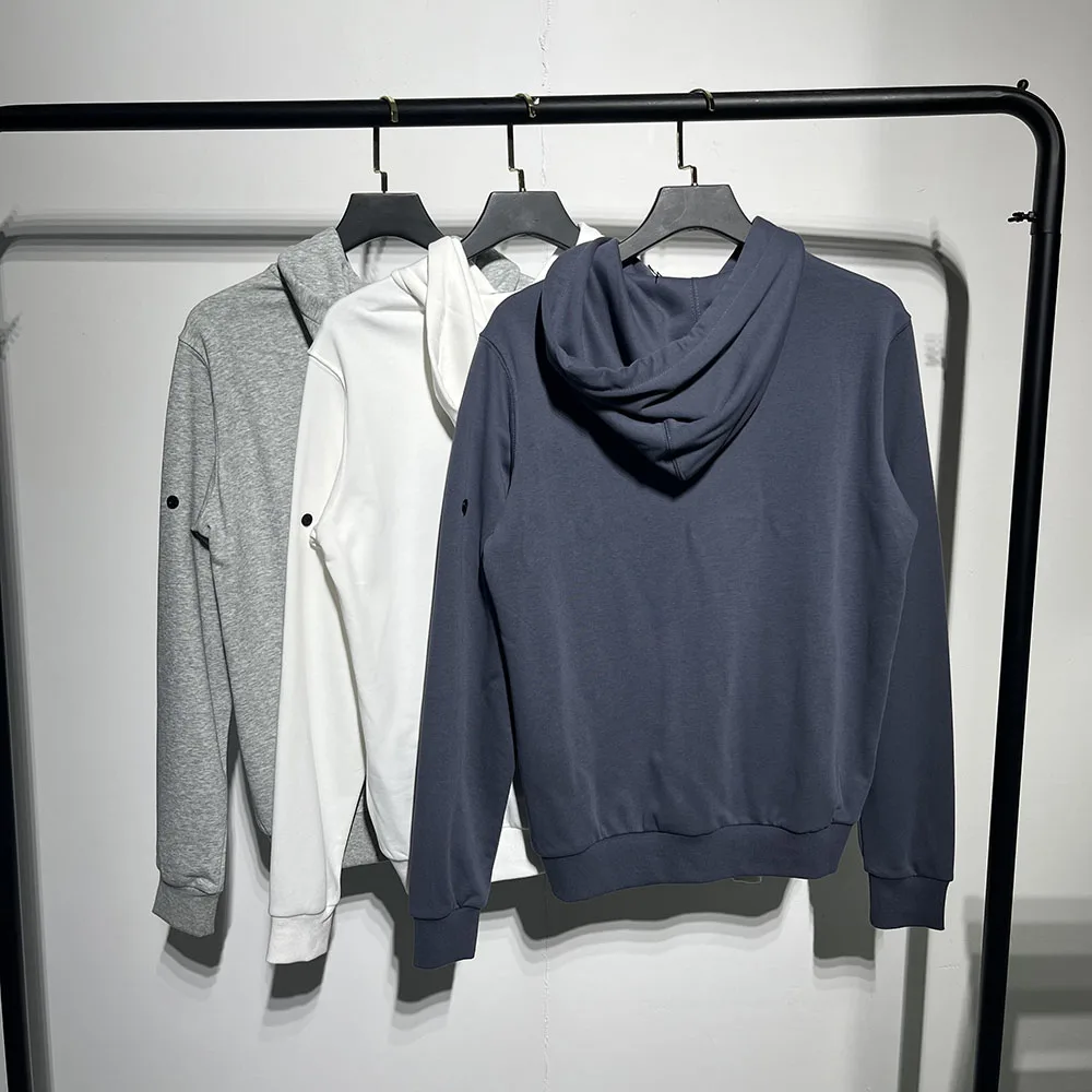 High Quality Cotton Hooded Sweatshirts Men Women HipHop Streetwear Sleeve Patch Embroidery Compass Badge Zip Hoodies