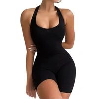 2022 new solid color jumpsuits elegant woman party sexy leisure bodysuit with sleeveless one piece clothing female dropship