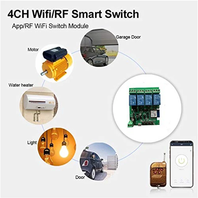12V 10A WiFi Relay Switch Board 1/2/4 CH Timer Delay eWeLink APP Control Wireless IoT Smart Home Work With Alexa Google Home 5