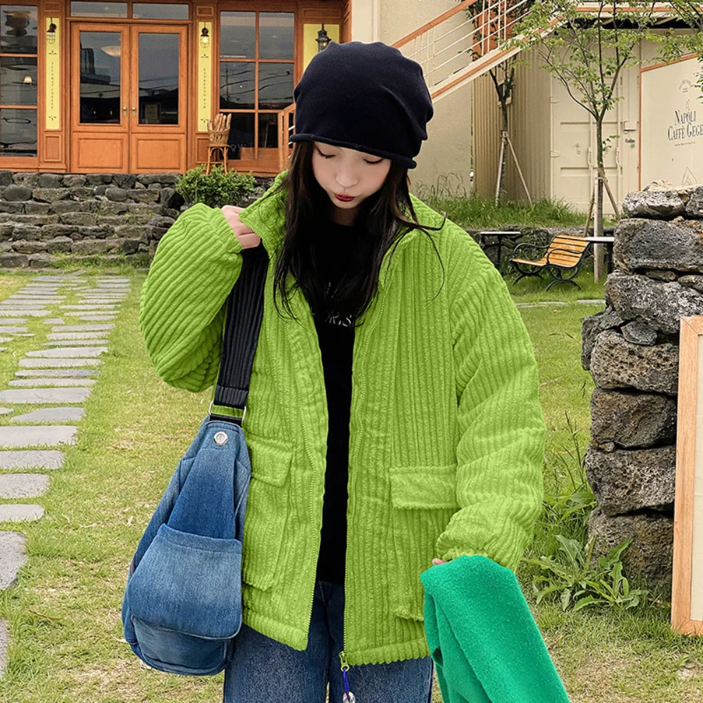 

2023 Winter New In Female Clothes Coats and Jackets Women's Design Sense Niche Corduroy Winter Thickened Jacket Coat Female