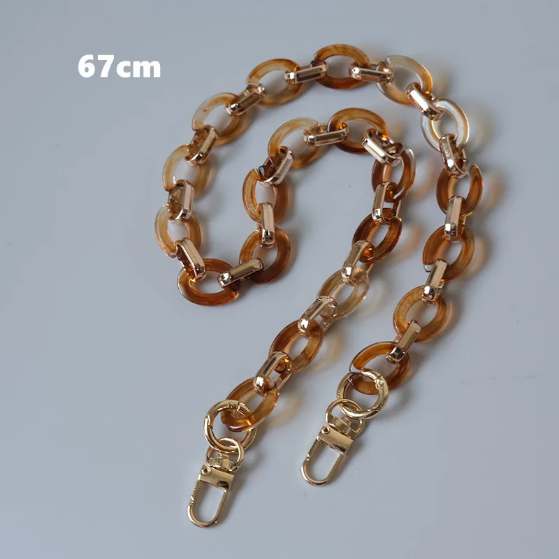 

38/67cm Fashion Woman Acrylic Bag Chain Detachable Parts Replacement Chain Beige Resin Luxury Strap With Buckle Handle Chains