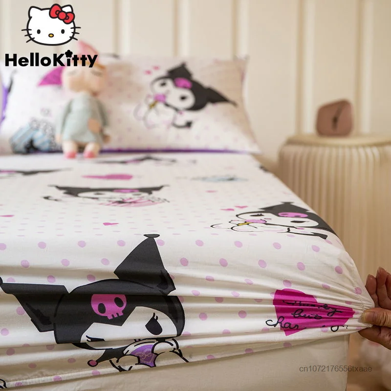 

Sanrio Kuromi Kawaii Мультфильм Аниме простыня для детей постельное белье для студенческого общежития милый тонкий матрас пылезащитный чехол аксессуары для дома