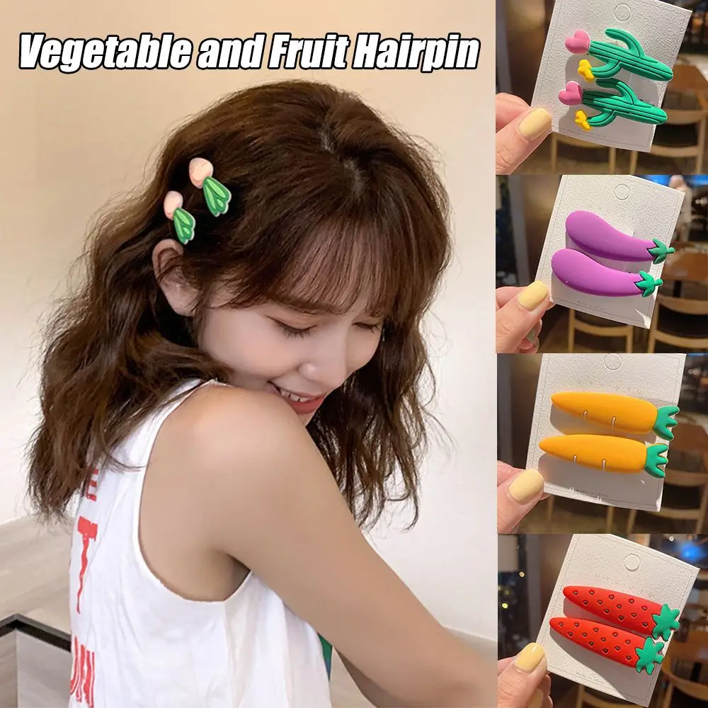 

1Pair Colorful Carrot Women Kids Hair Accessories Vegetables Hairpins Fruits Hair Clips Children Headwear