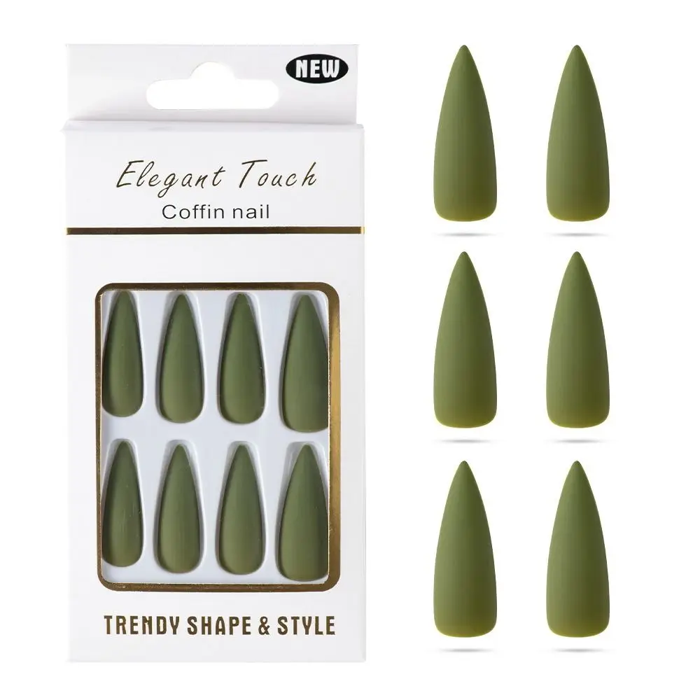 

30pcs DIY Pure Color Press on Nails Full Cover French Almond Long Fake Nails