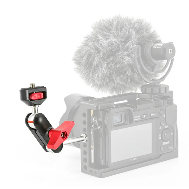 

New Power Magic Arm Ballhead Clamp 1/4" Double Ball Adapter for DSLR Monitor Flash LED Video Light Vlog Cage Tripod Gimbal