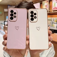 for samsung a52 a52s 5g a53 5g plating love heart silicone case shockproof lens protection cover for samsung s22 ultra s21 s20fe