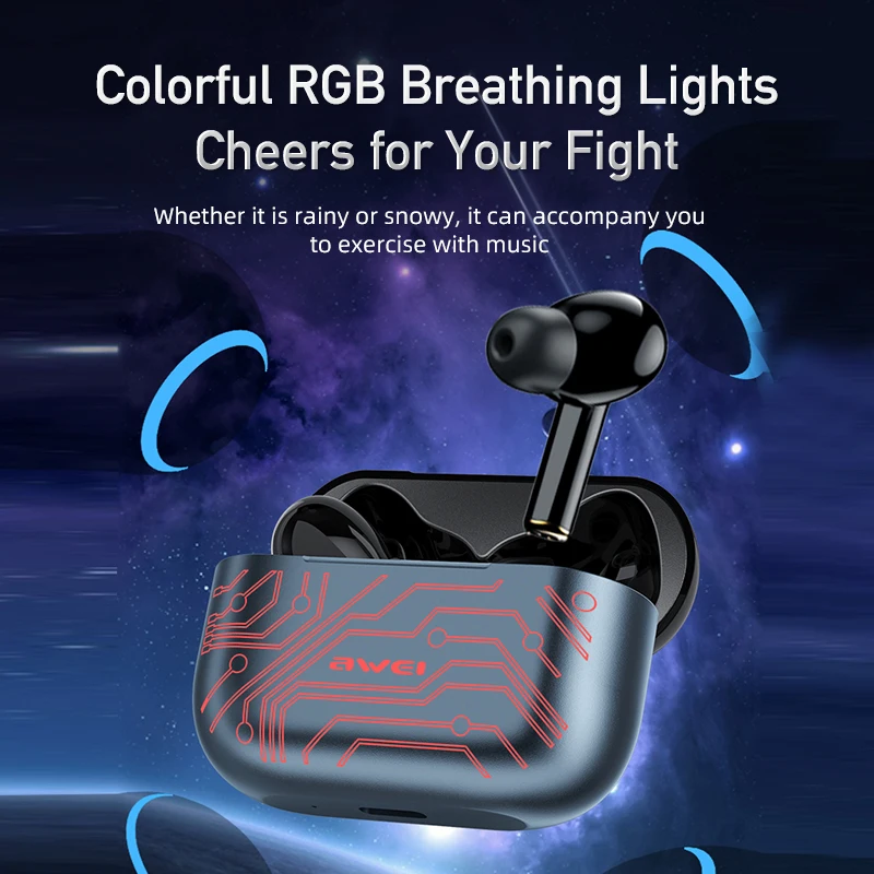 AWEI T29 Pro RGB игровые TWS Bluetooth наушники в ухо сенсорное управление водонепроницаемый