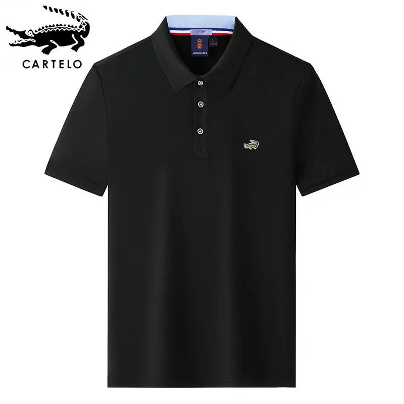 

CARTELO Summer New Men's Lapel Polo Shirt 40%Cotton Embroidered Short Sleeve Casual Business Fashion Slim Fit Polo Shirt for Men