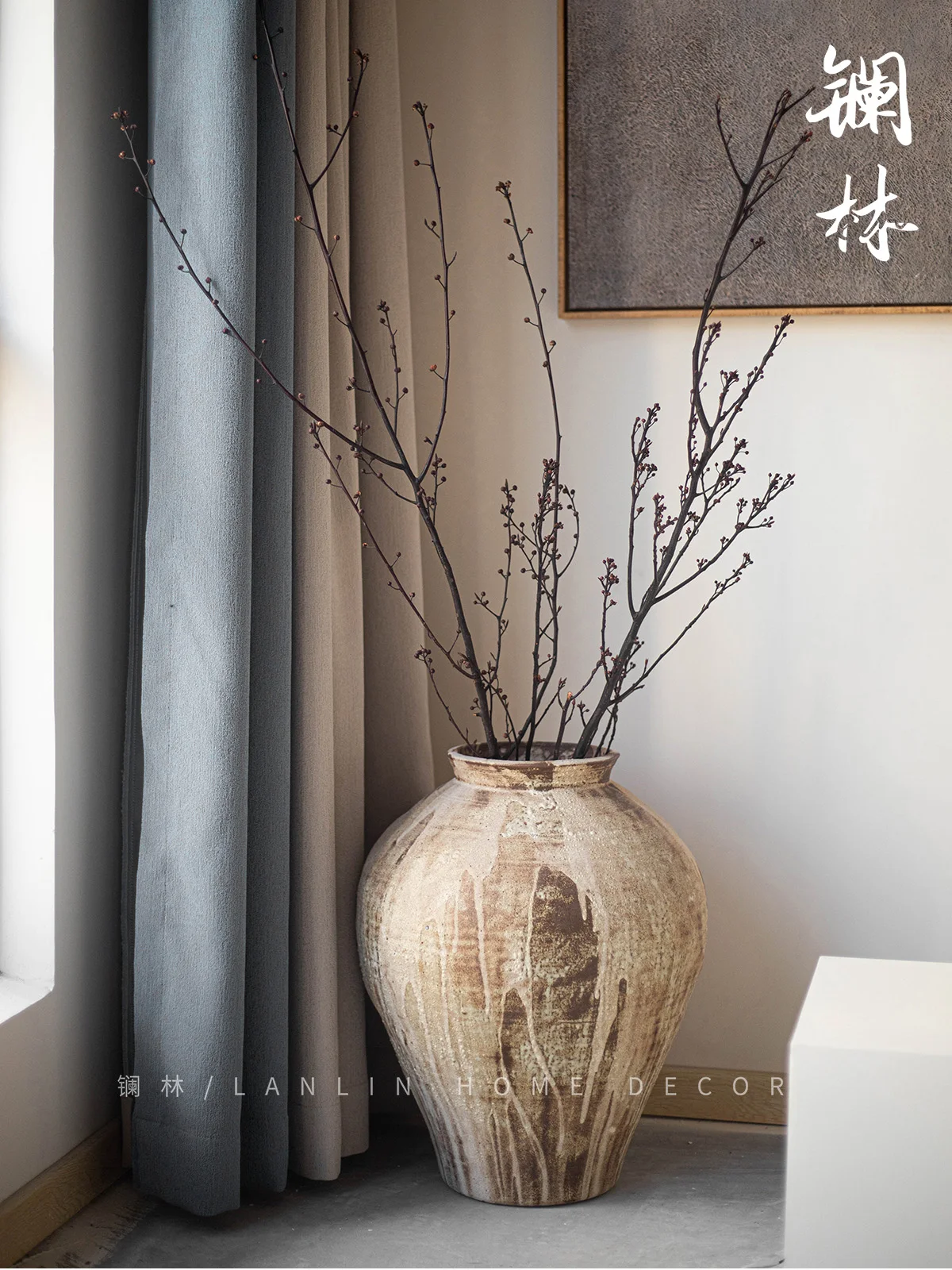 Jingdezhen Ретро ваза от пола до потолка wabi wind Zen грубая керамическая банка Ресторан