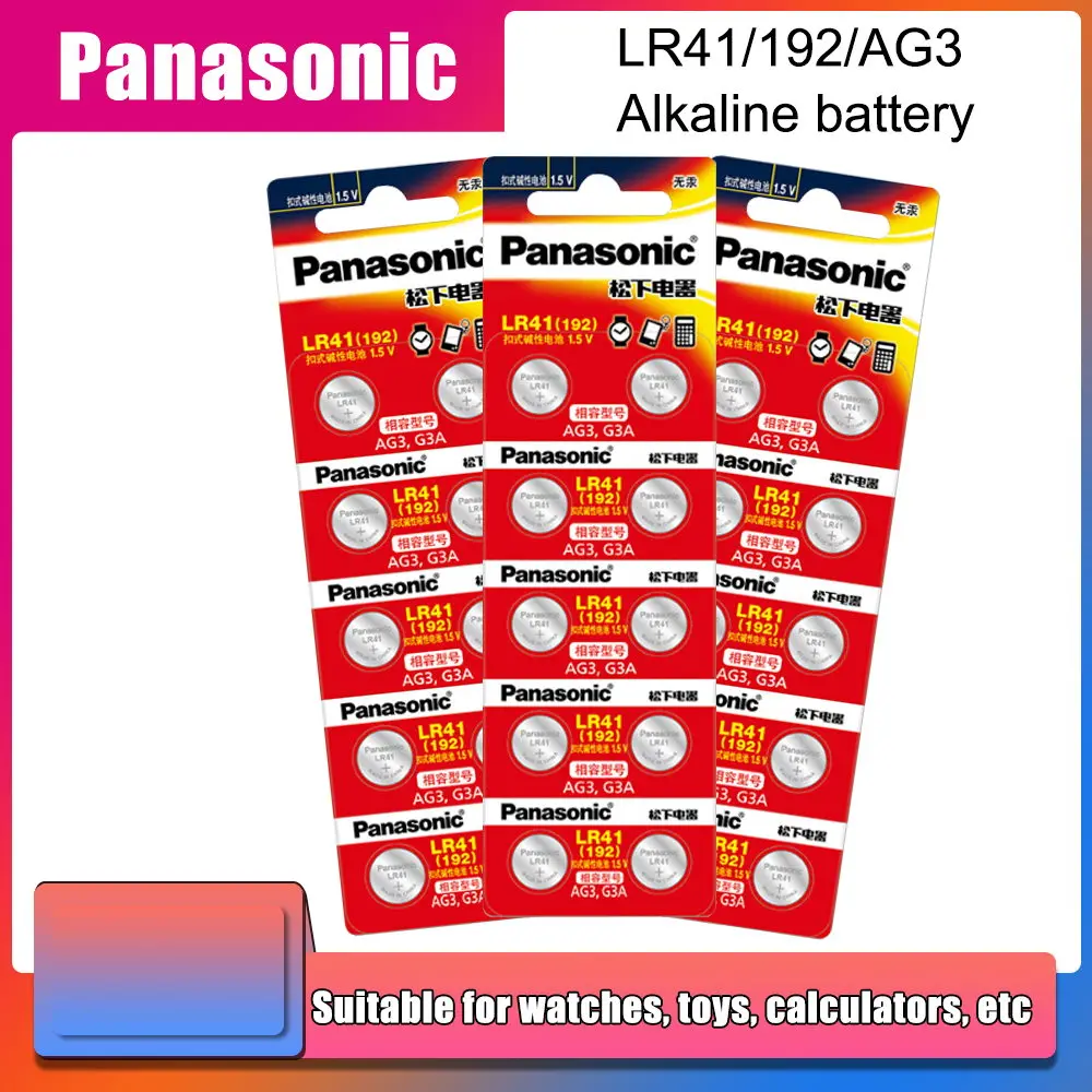 

Panasonic AG3 LR41 392 Button Batteries SR41 192 Cell Coin Alkaline Battery 1.55V L736 384 SR41SW CX41 For Watch Toys Remote