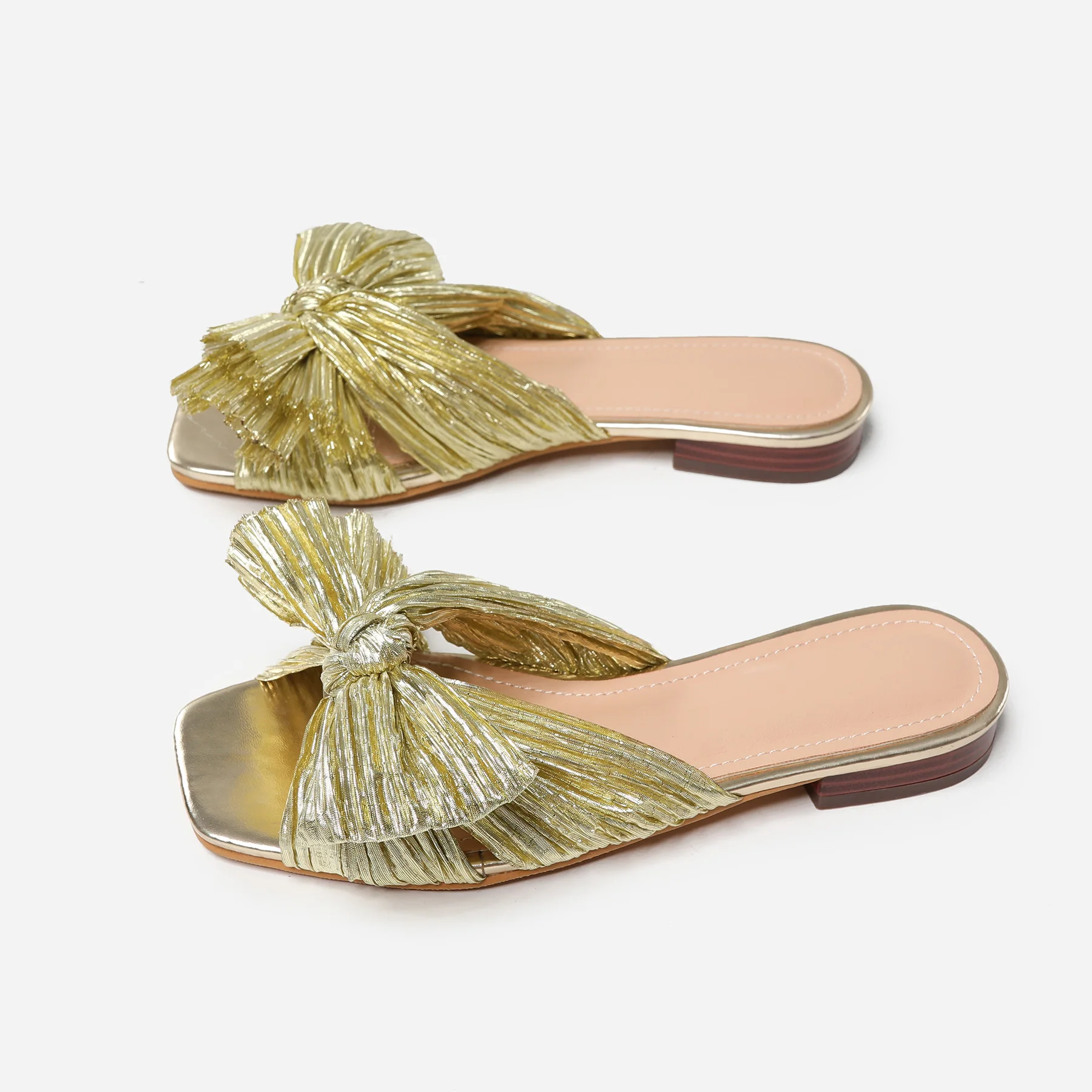 

Сандалии Termainoov женские с открытым носком, модные плиссированные тапочки с ремешком на пятке, пляжные шлепанцы с бантом, лето