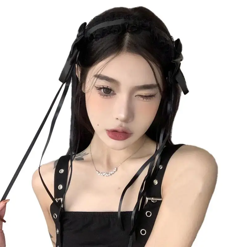 

Bow Headband For Women Cosplay Maid Lace Hair Accessories Anime Gothic Headdress For Daughter Girlfriend Gifts Black Hair