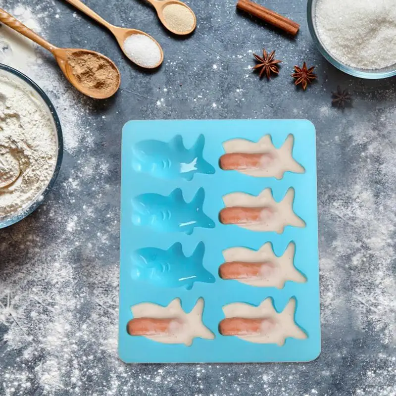 

Shark Bites Mold Silicone Fondant Chocolate DIY Handmade Tools Heat Resistant Reusable Bakeware For Cupcake Jelly Ice Cube Clay