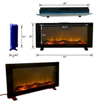 Electric Fireplace LED Wall-Mounted Fireplace Heater with 10 Colors Black Light and Remote Control 42 Inch
