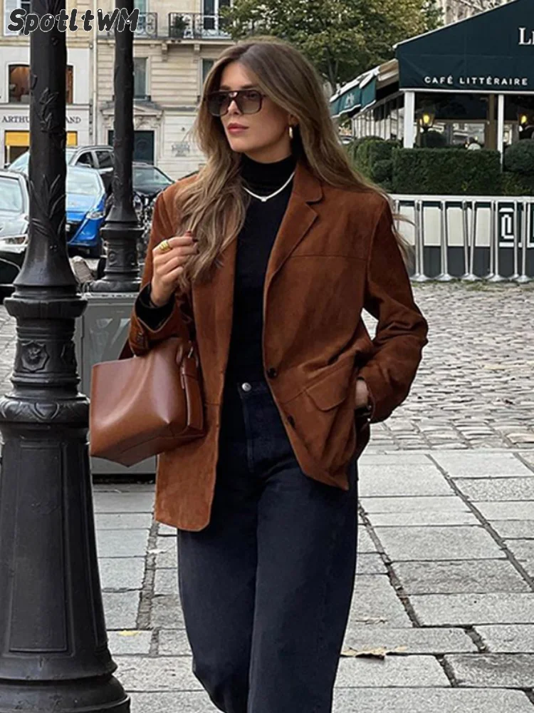 Универсальный однобортный пиджак с воротником лацканами женское повседневное