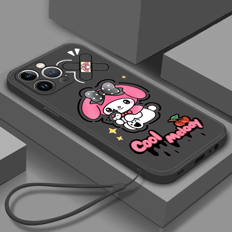 

Melody Cartoon Cute For Apple iPhone 14 13 12 Mini 11 Pro XS MAX XR X 8 7 6S SE Plus Liquid Rope Soft Phone Case Coque Capa