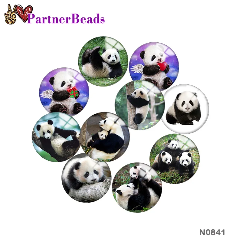 

Panda 12mm//18mm/20mm/25mm Round photo glass cabochon demo flat back Making findings PartnerBeads N0841