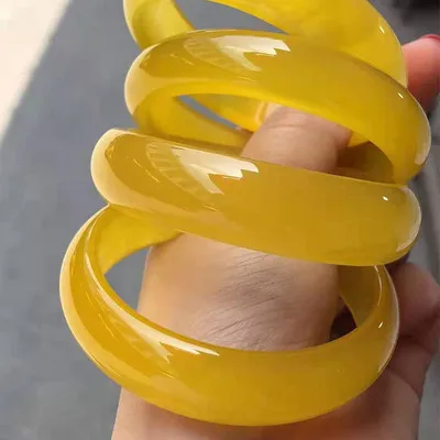 

zheru jewelry natural agate chalcedony 54mm-64mm yellow bracelet elegant princess jewelry best gift for mother and girlfriend