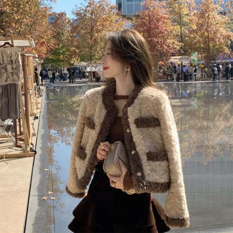 

Куртка из овечьей шерсти, меховое интегрированное пальто, Женское зимнее флисовое утепленное пальто в стиле ретро для осени и зимы, корейская мода 2023, Новинка